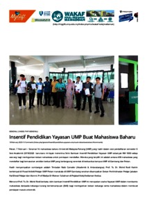 Insentif Pendidikan Yayasan UMP Buat Mahasiswa Baharu UMPSA IR